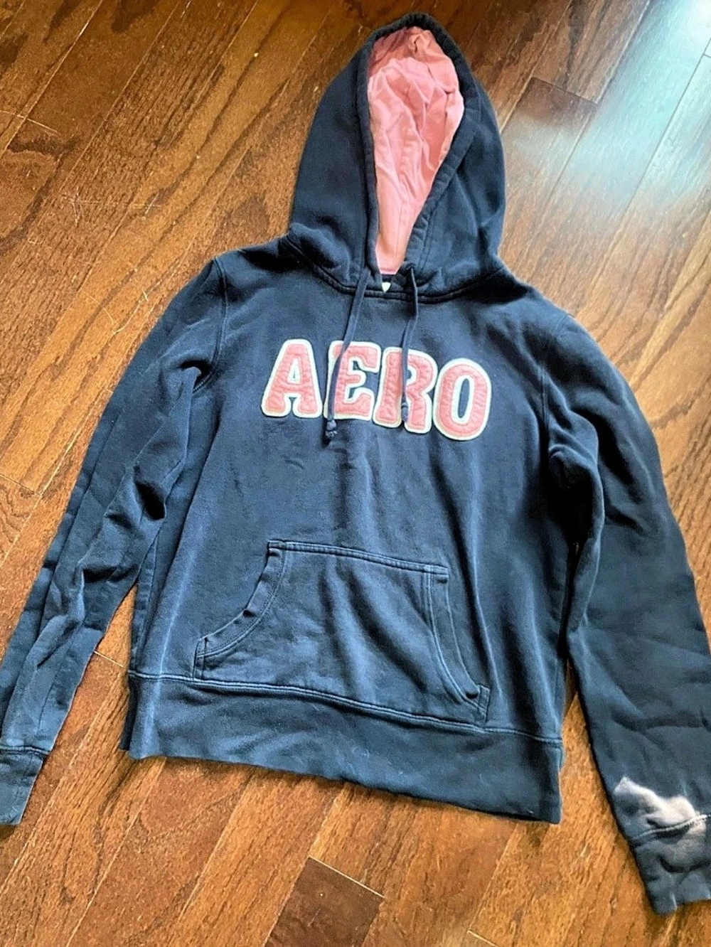 Aeropostale Pullover Hoodie in Dark Blur & Pink Size Small